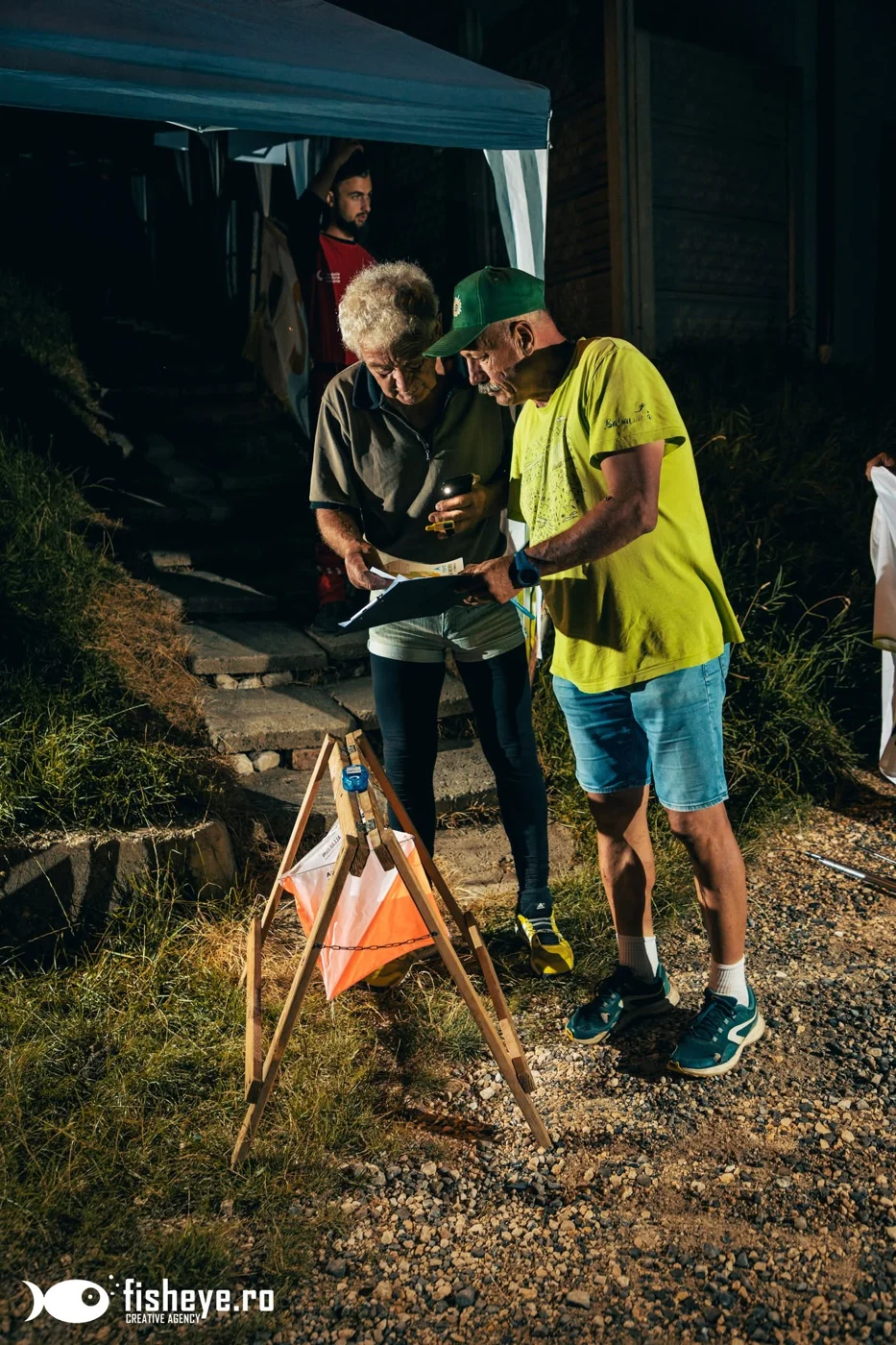 Rogaining participants navigating at night