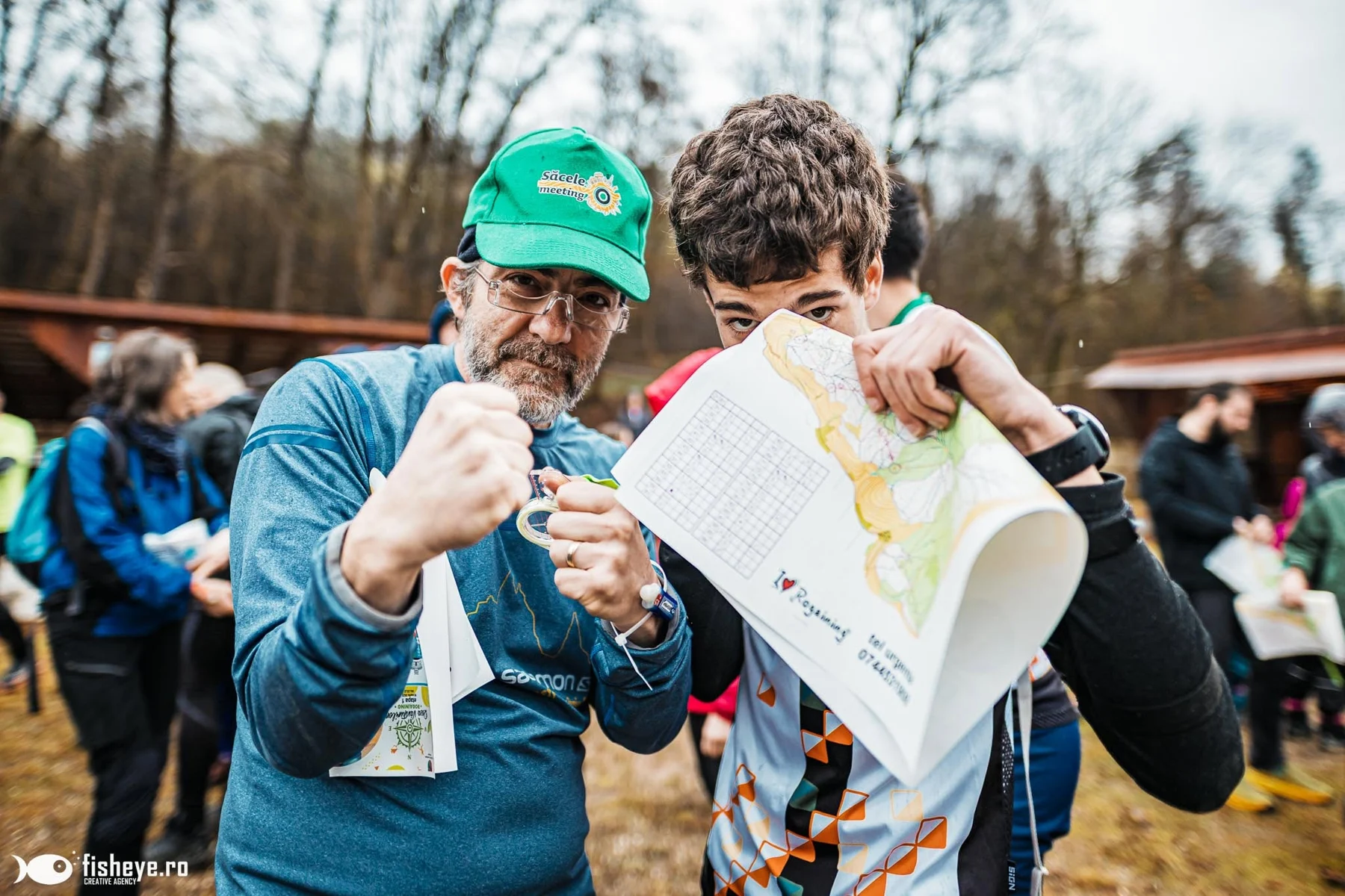 Two participants studying their map